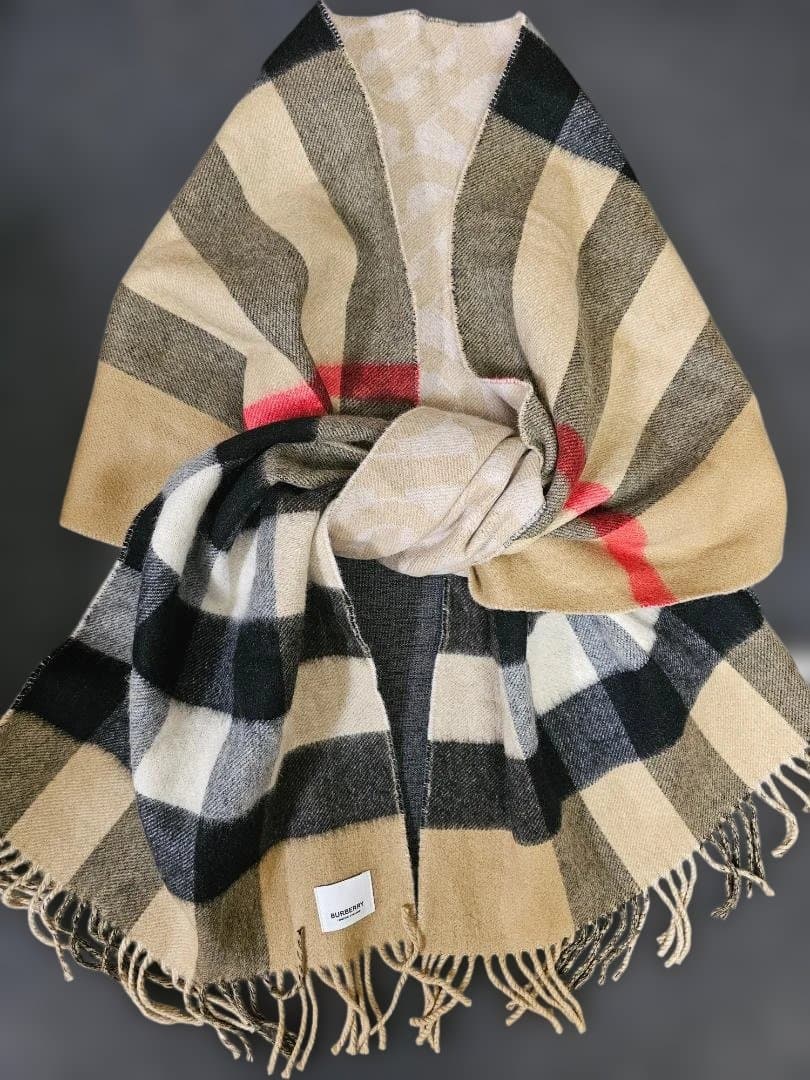 BURBERRY カシミヤ チェック マフラー 200x36cm