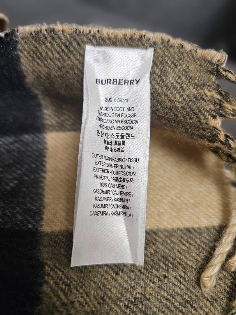 BURBERRY カシミヤ チェック マフラー 200x36cm