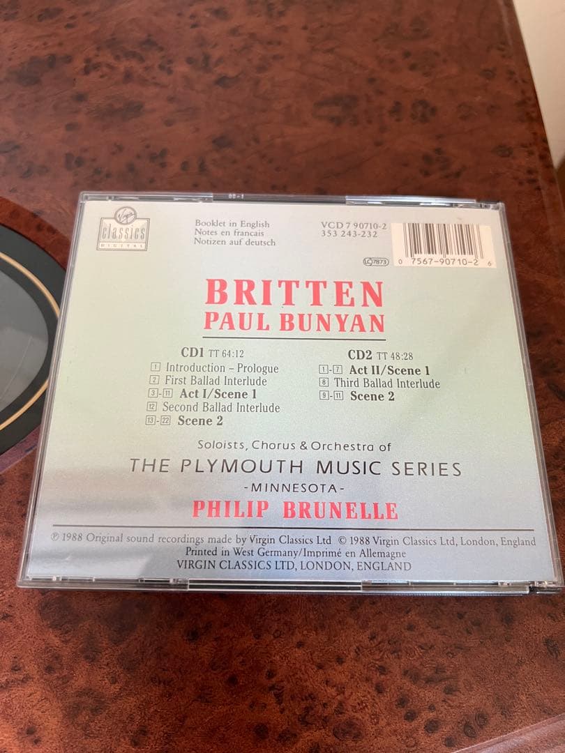 見本品　美品 ブリテン ポール・バニヤン 1988年2CD 帯付き　クラシック