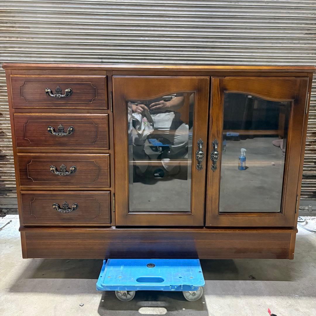 【福岡】【美品】カリモク 箪笥 飾り棚 キャビネット アンティーク ヴィンテージ