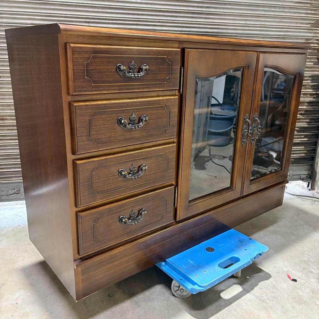 【福岡】【美品】カリモク 箪笥 飾り棚 キャビネット アンティーク ヴィンテージ