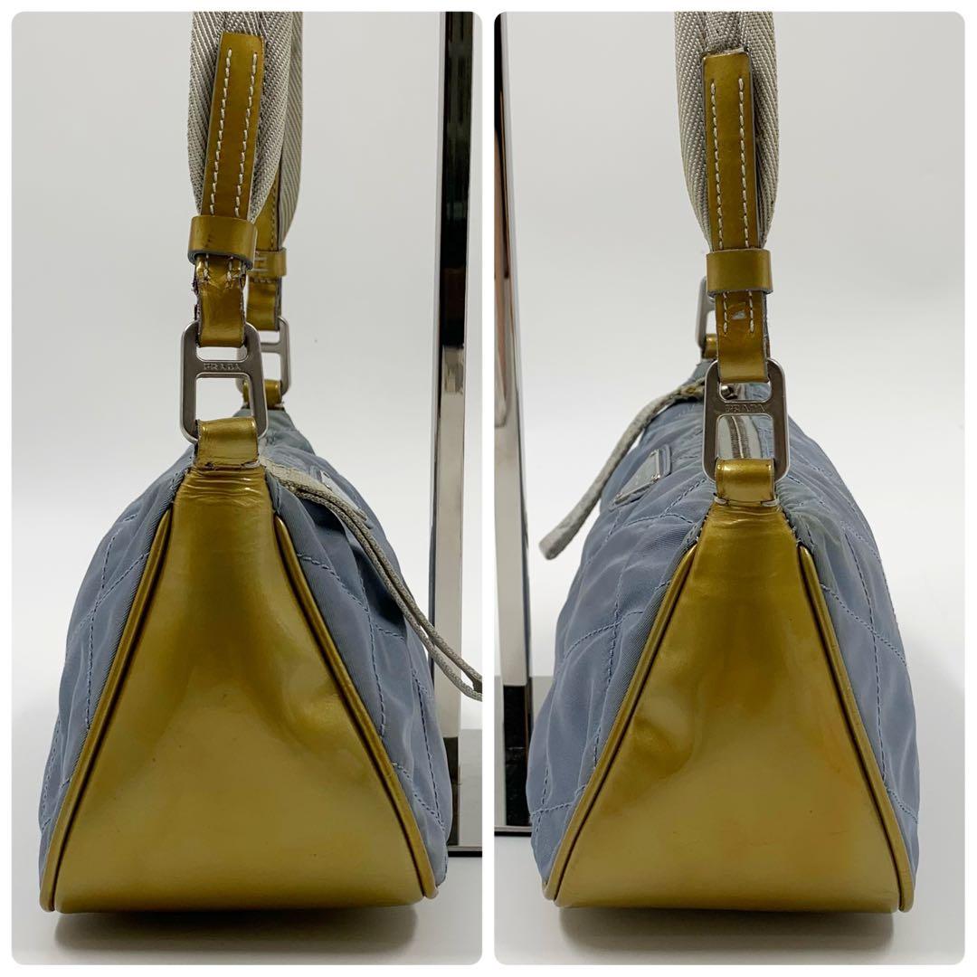 【✨希少✨】プラダ ワンショルダーバッグ ナイロン パテントレザー ライトブルー