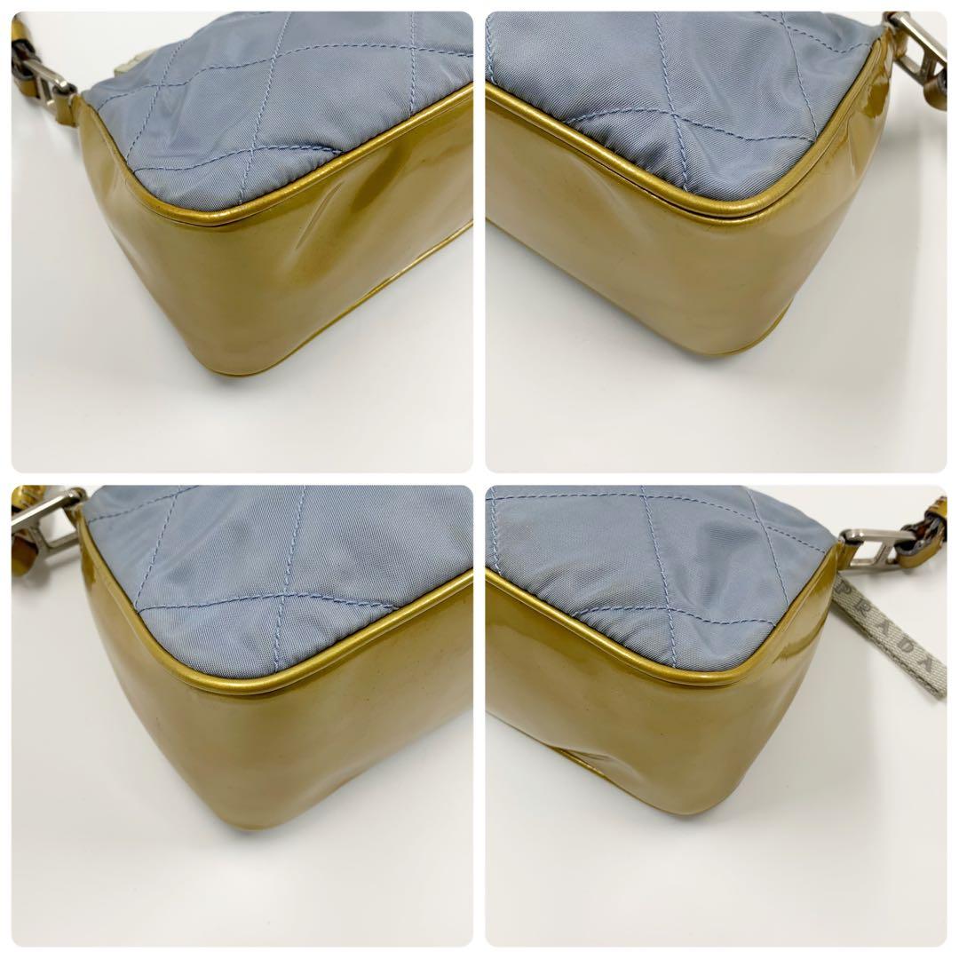 【✨希少✨】プラダ ワンショルダーバッグ ナイロン パテントレザー ライトブルー