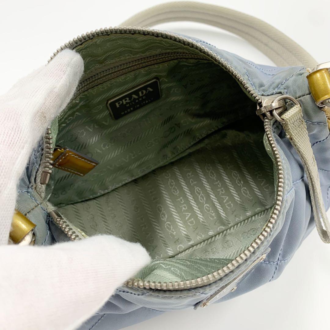 【✨希少✨】プラダ ワンショルダーバッグ ナイロン パテントレザー ライトブルー