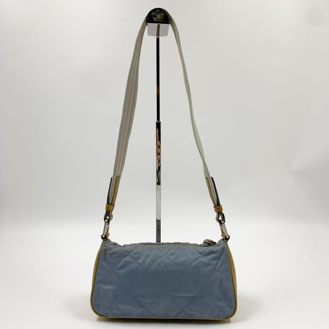 【✨希少✨】プラダ ワンショルダーバッグ ナイロン パテントレザー ライトブルー