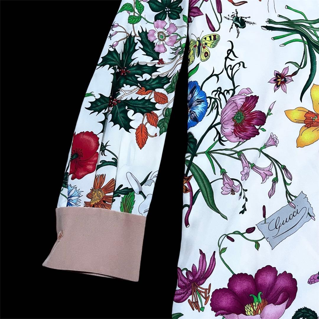 グッチGUCCI フローラ 50周年記念 ホースビット花シルクワンピース 38