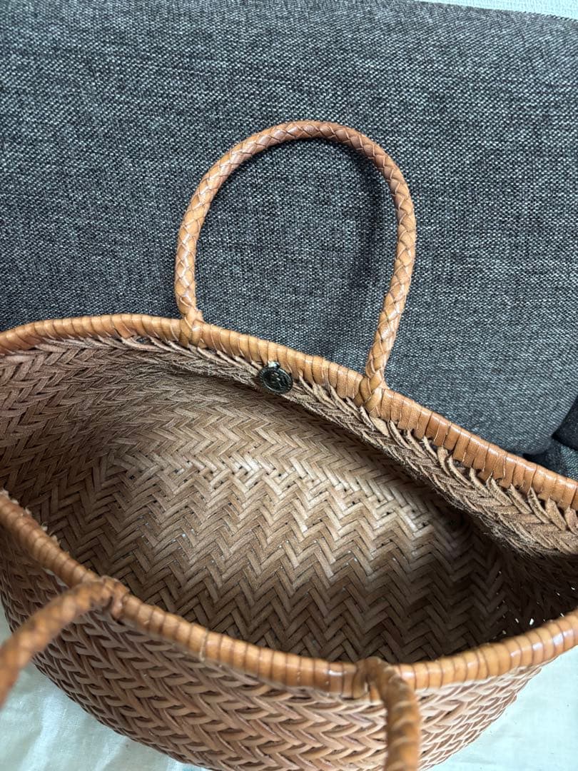 ドラゴンバッグ　レザートートメッシュ　タン