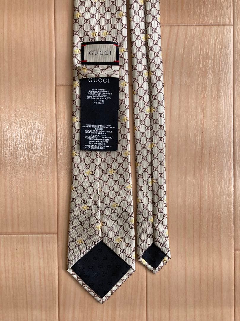 《中古》グッチ GUCCI 蜂 bee ネクタイ GG ゴールド
