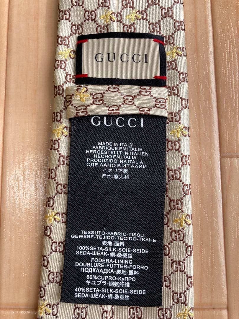 《中古》グッチ GUCCI 蜂 bee ネクタイ GG ゴールド
