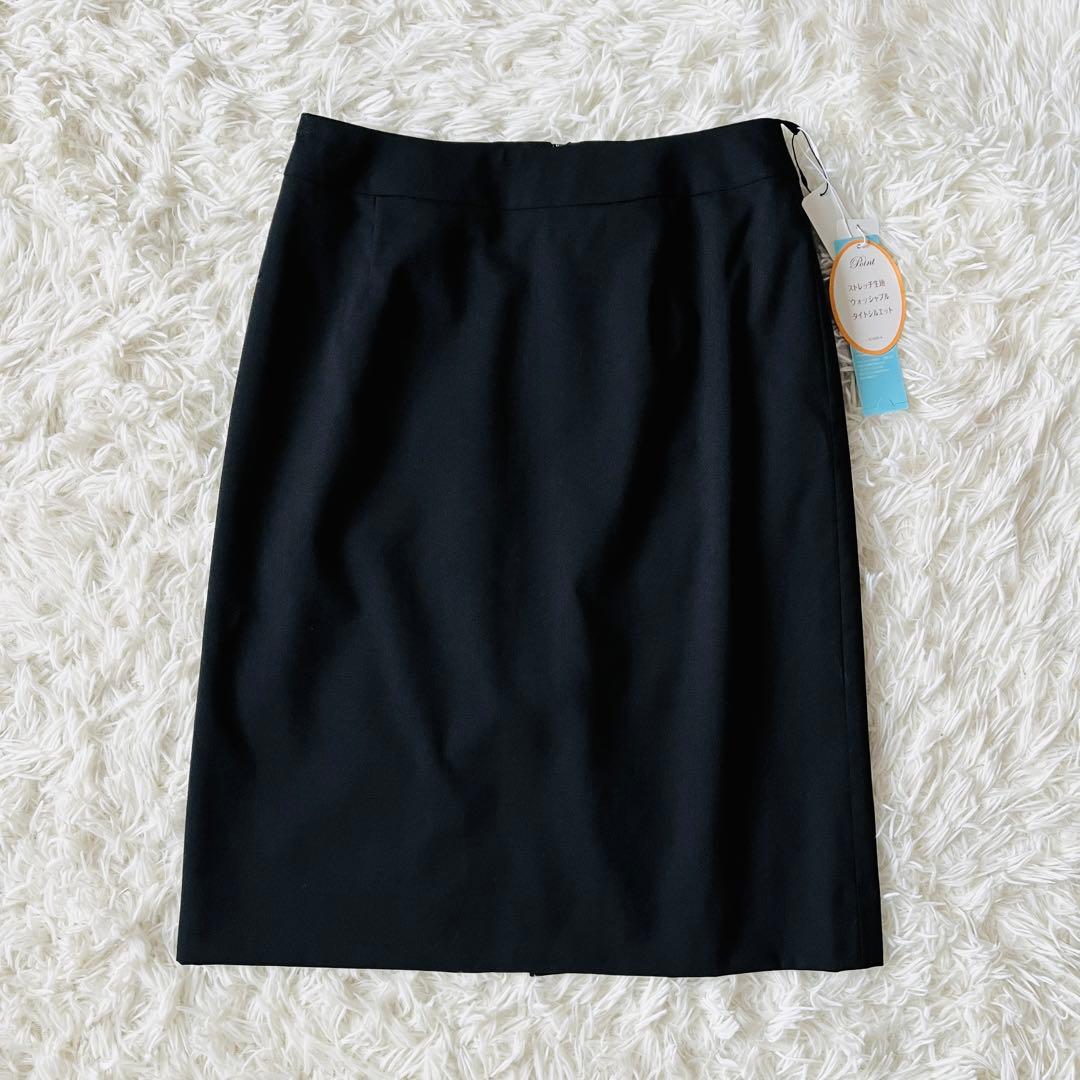 【新品タグ付き✨】I.M.G.N　青山　スカートスーツ　ストレッチ　洗える　黒