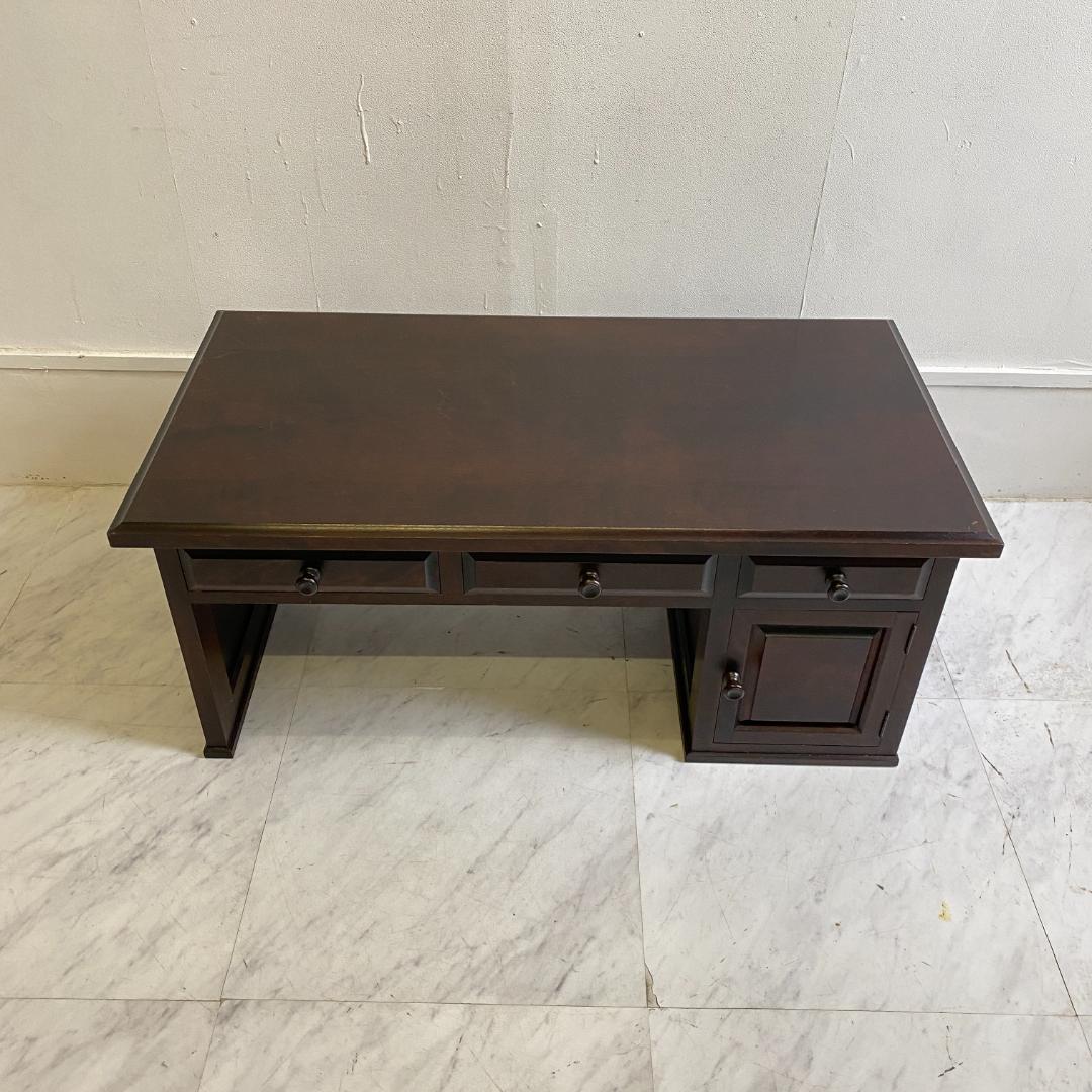 北海道民芸家具 文机 木製 ダークブラウン 3引き出し