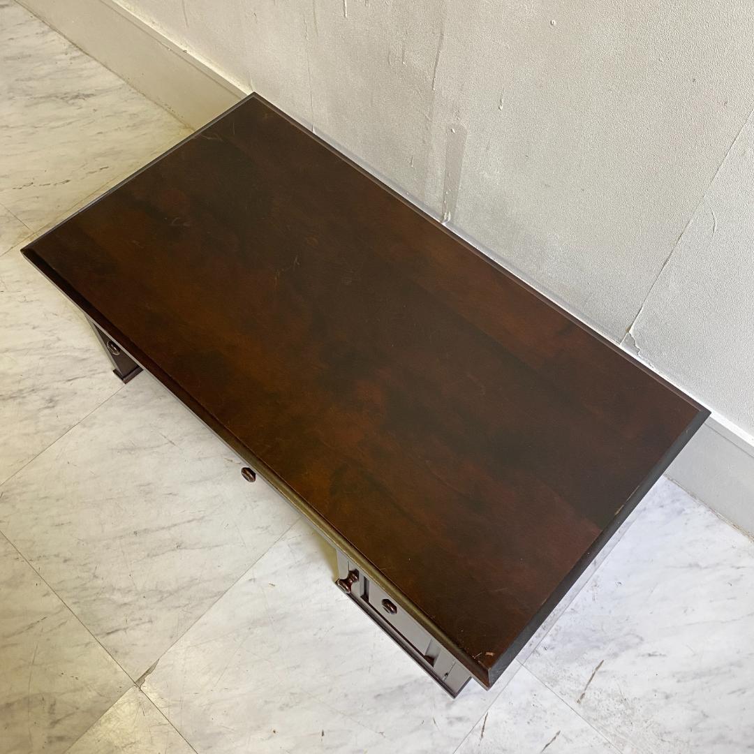 北海道民芸家具 文机 木製 ダークブラウン 3引き出し