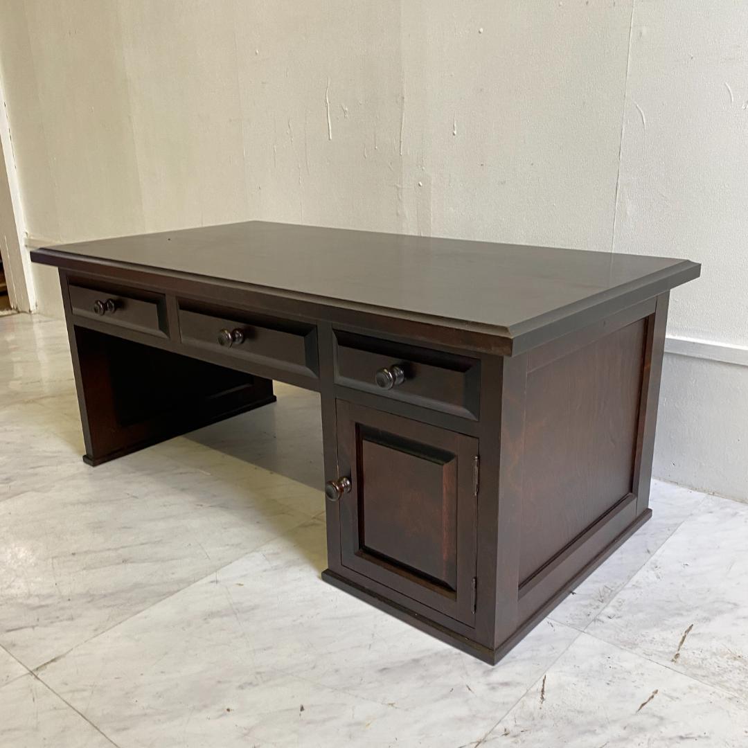 北海道民芸家具 文机 木製 ダークブラウン 3引き出し