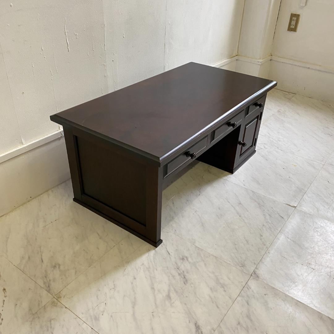 北海道民芸家具 文机 木製 ダークブラウン 3引き出し