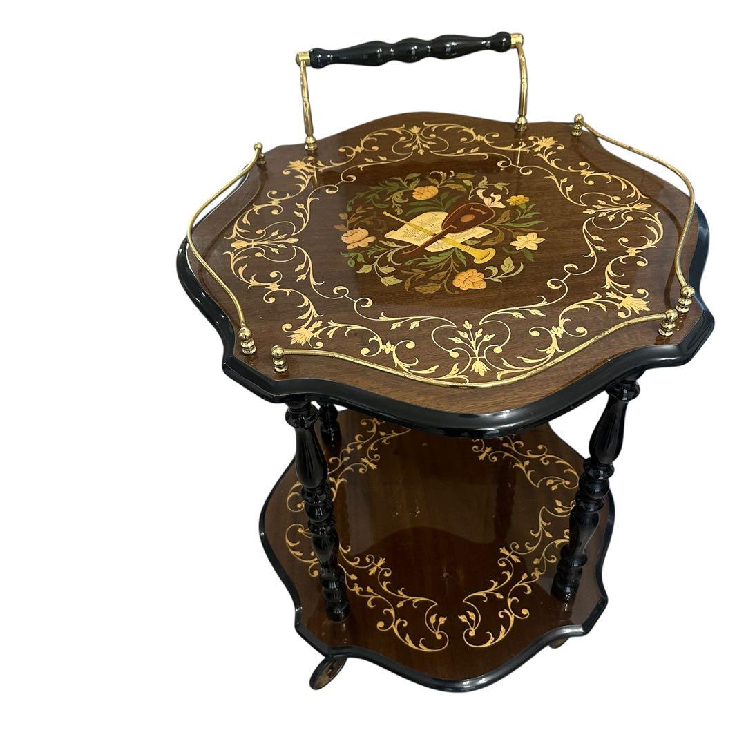 イタリア製DOMANI ドマン　キャスター付　象嵌ワゴン　キッチンワゴン