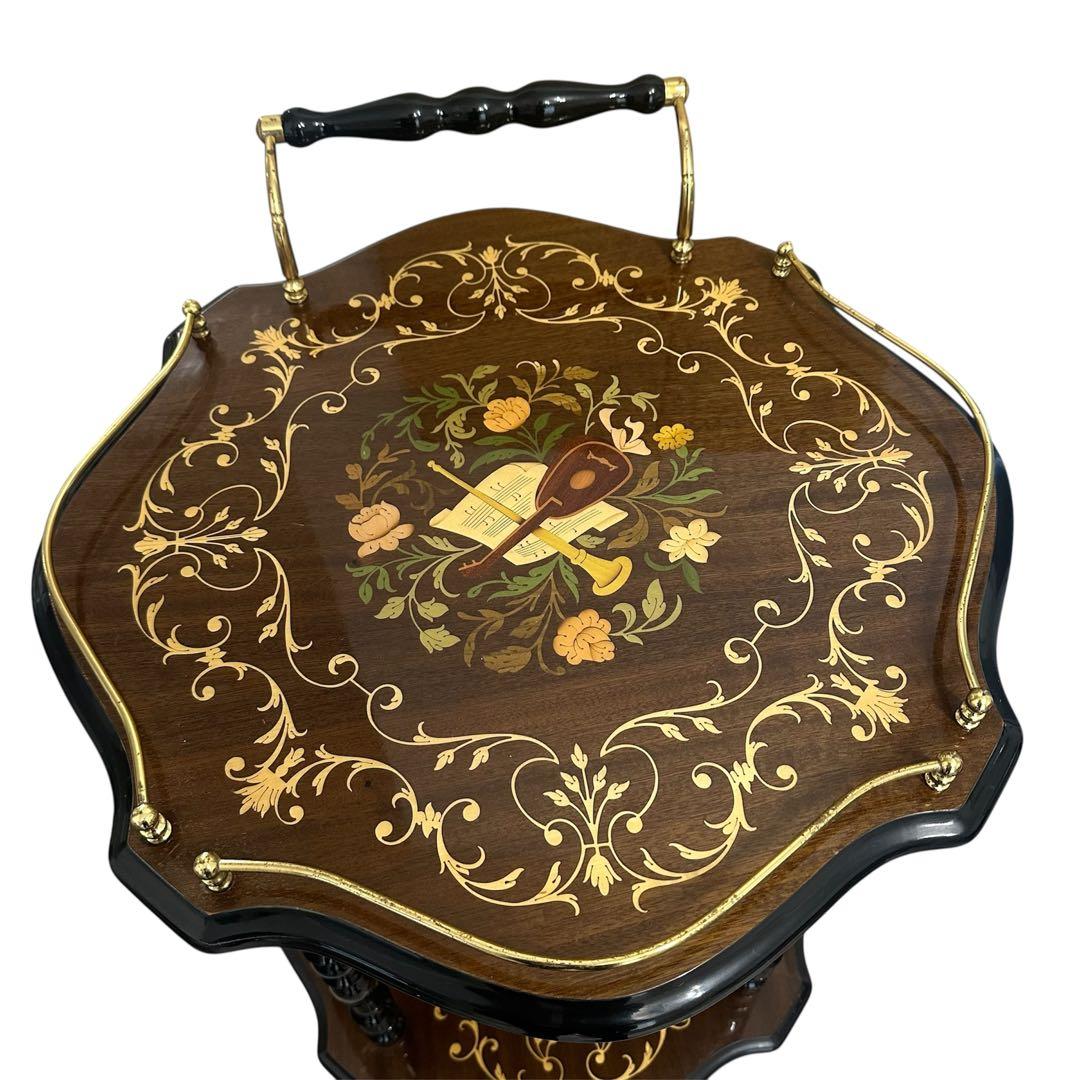 イタリア製DOMANI ドマン　キャスター付　象嵌ワゴン　キッチンワゴン