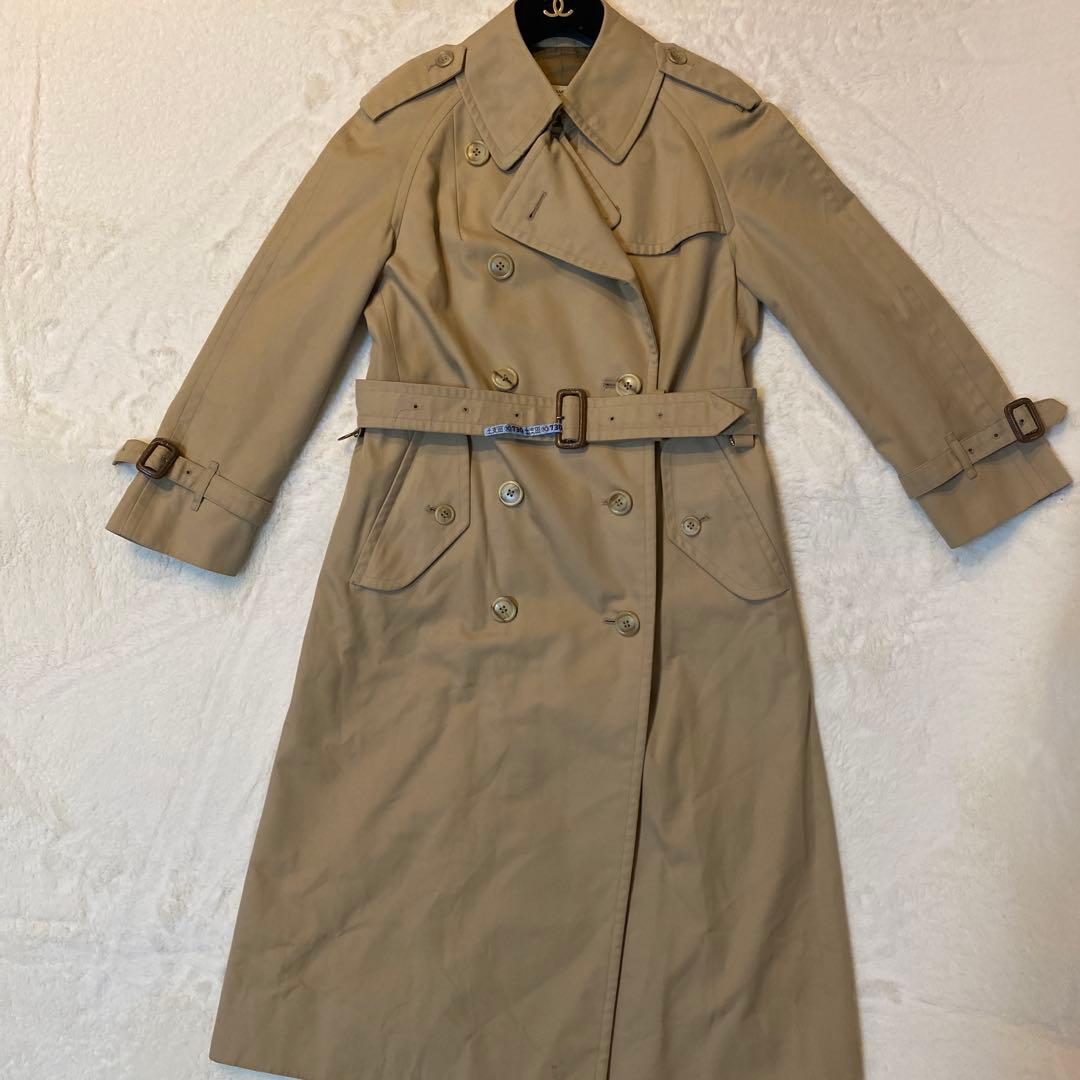 高級 英国製 バーバリー トレンチコート 裏ノバチェック ベージュ 白タグ