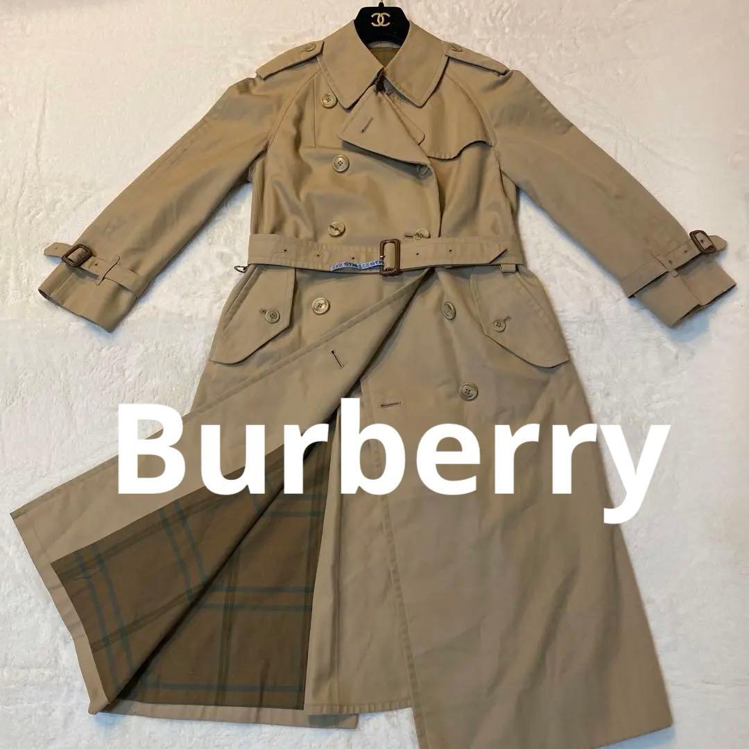 高級 英国製 バーバリー トレンチコート 裏ノバチェック ベージュ 白タグ