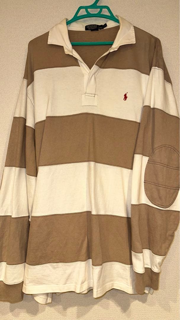 ラルフローレン ラガーシャツ XL 　太ボーダー　ベージュ　激レア