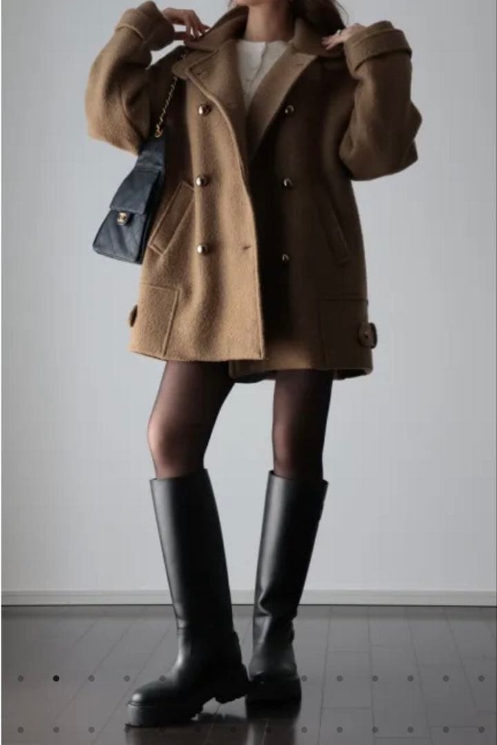 コンバーチブルカラーウールミディコート / Madder vintage