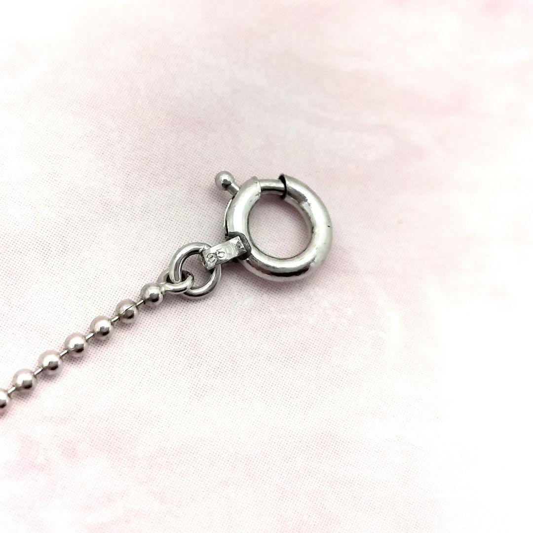 最終価格!Pt850 ボールチェーンネックレスブルーダイヤモンドアジャスター