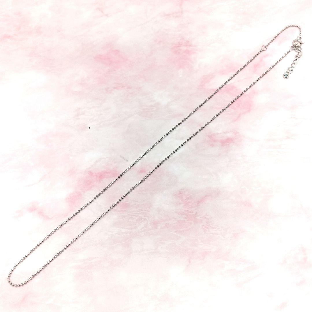 最終価格!Pt850 ボールチェーンネックレスブルーダイヤモンドアジャスター