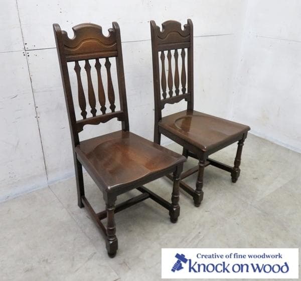 横浜■ノックオンウッド■コロニアル■ハイバックダイニングチェア■2脚セット■