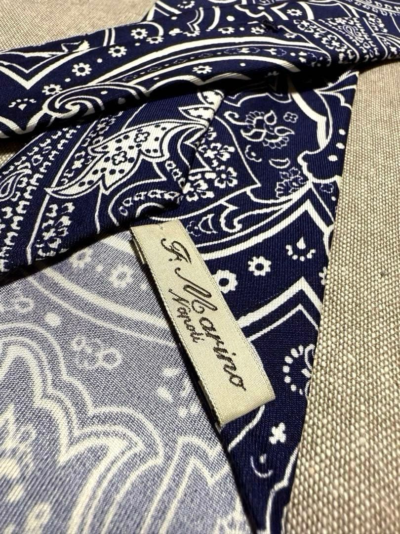 Francesco Marino／スフォデラート／ペイズリープリント／ネイビー