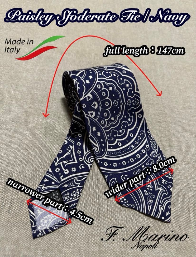 Francesco Marino／スフォデラート／ペイズリープリント／ネイビー