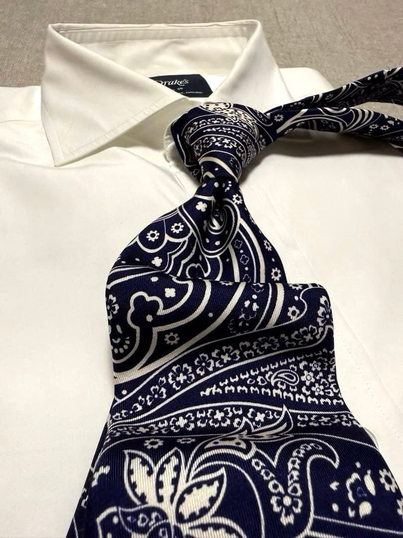 Francesco Marino／スフォデラート／ペイズリープリント／ネイビー