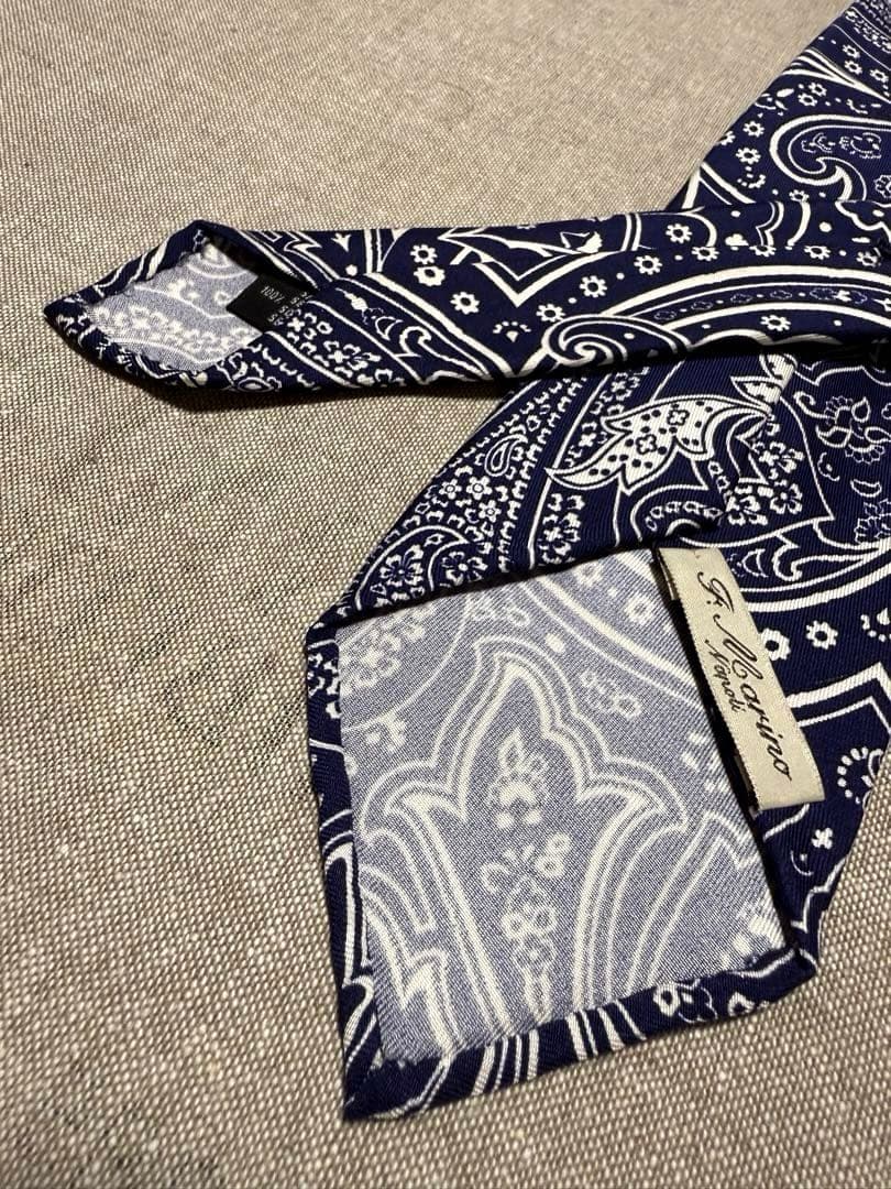 Francesco Marino／スフォデラート／ペイズリープリント／ネイビー