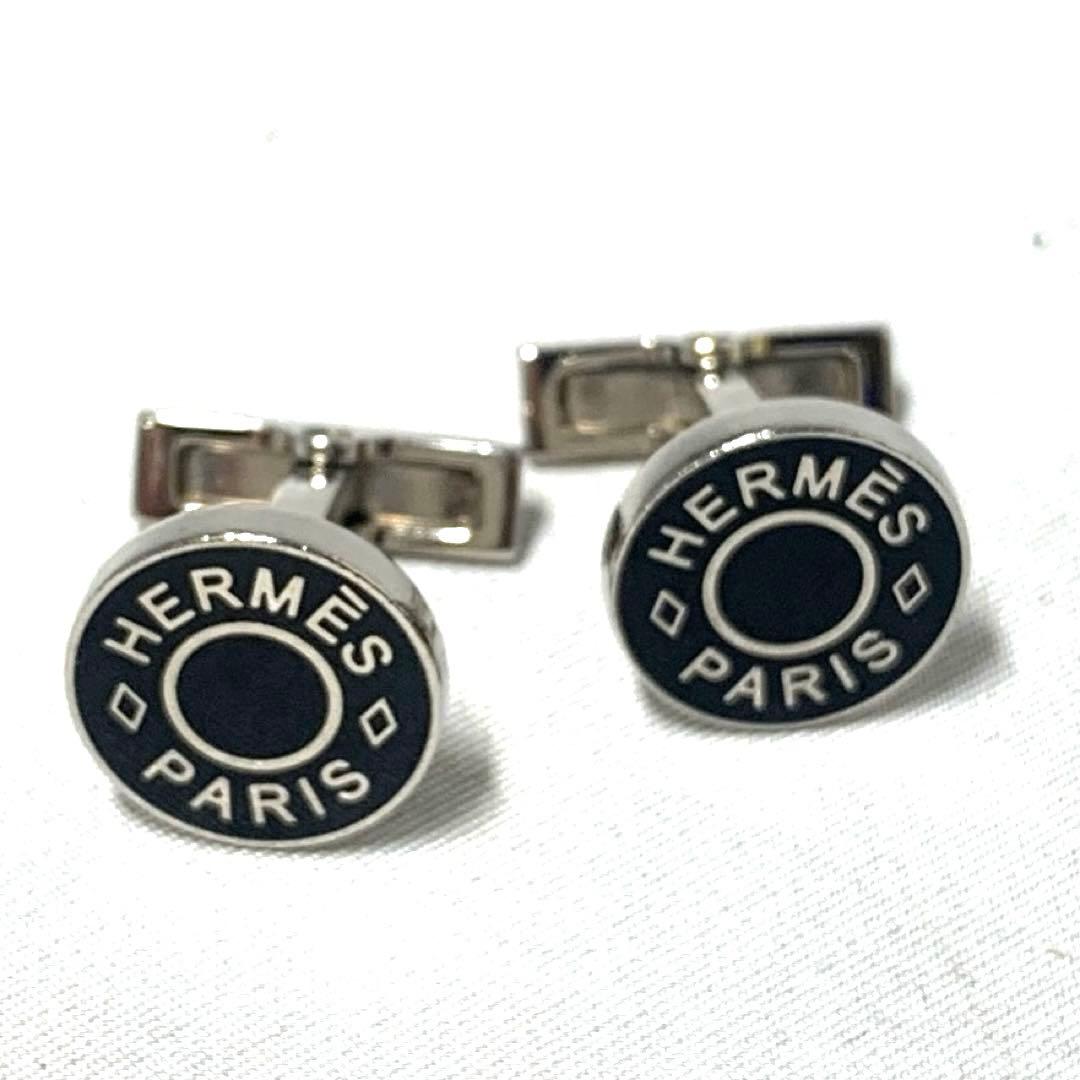 エルメス　HERMESカフス　リコル　ブラック/シルバー金具　メタル/パラジウム