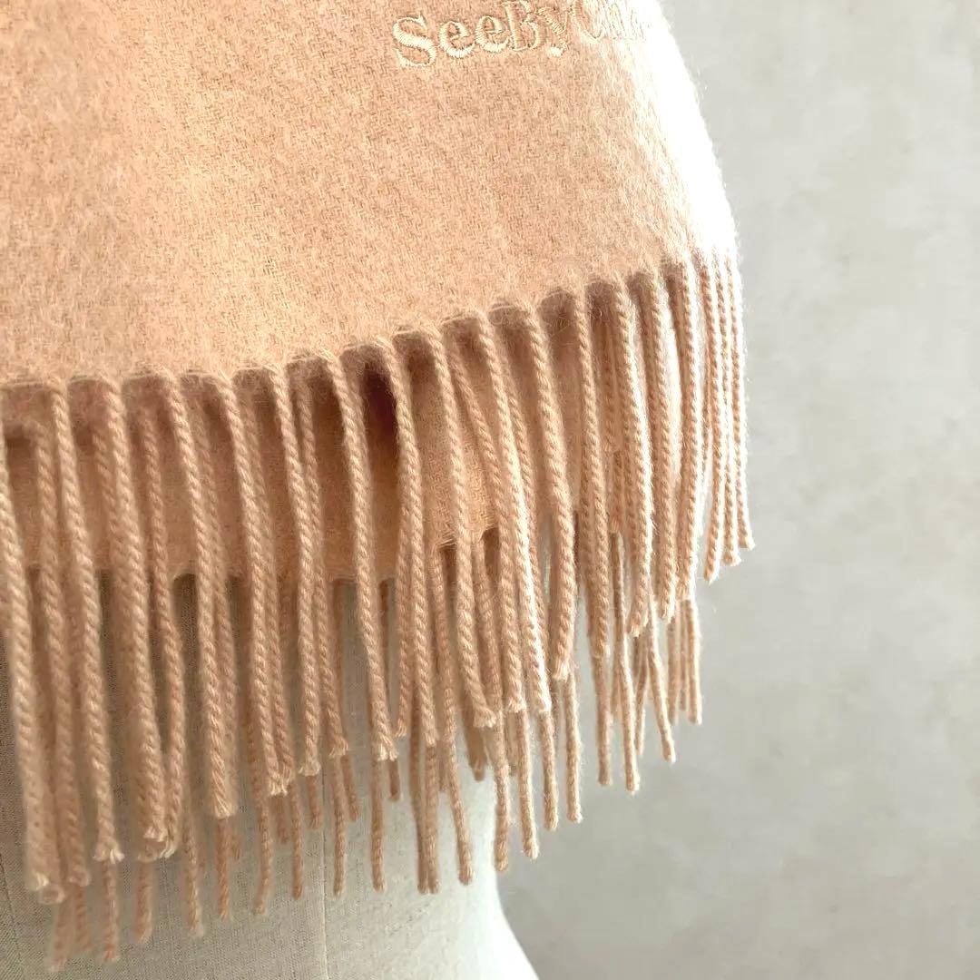 シーバイクロエ 定価２万円 オレンジベージュ 洗える 100％カシミヤマフラー