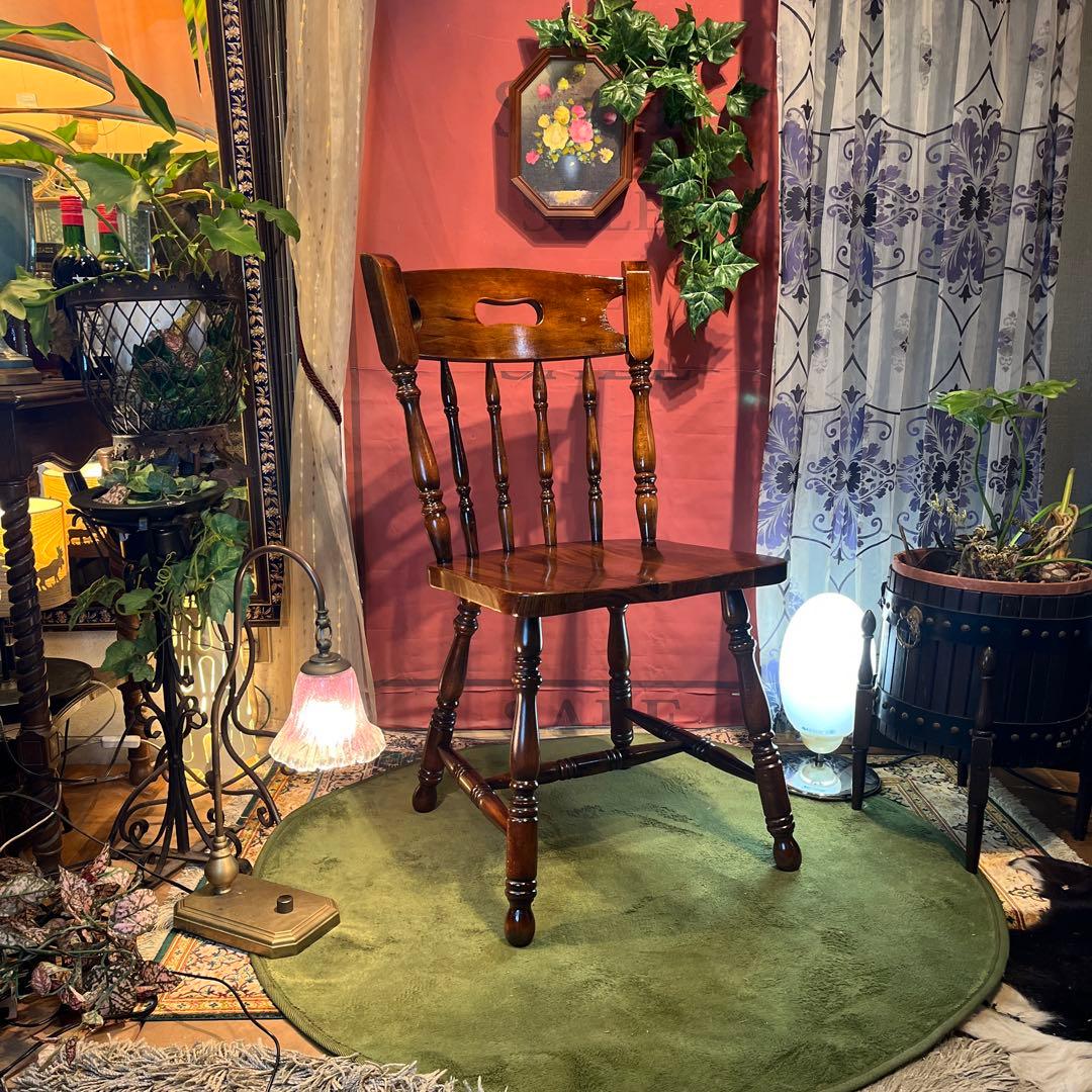 ゆゆゆゆ　ヴィンテージ 板座　スピンドル　ウィンザーチェア