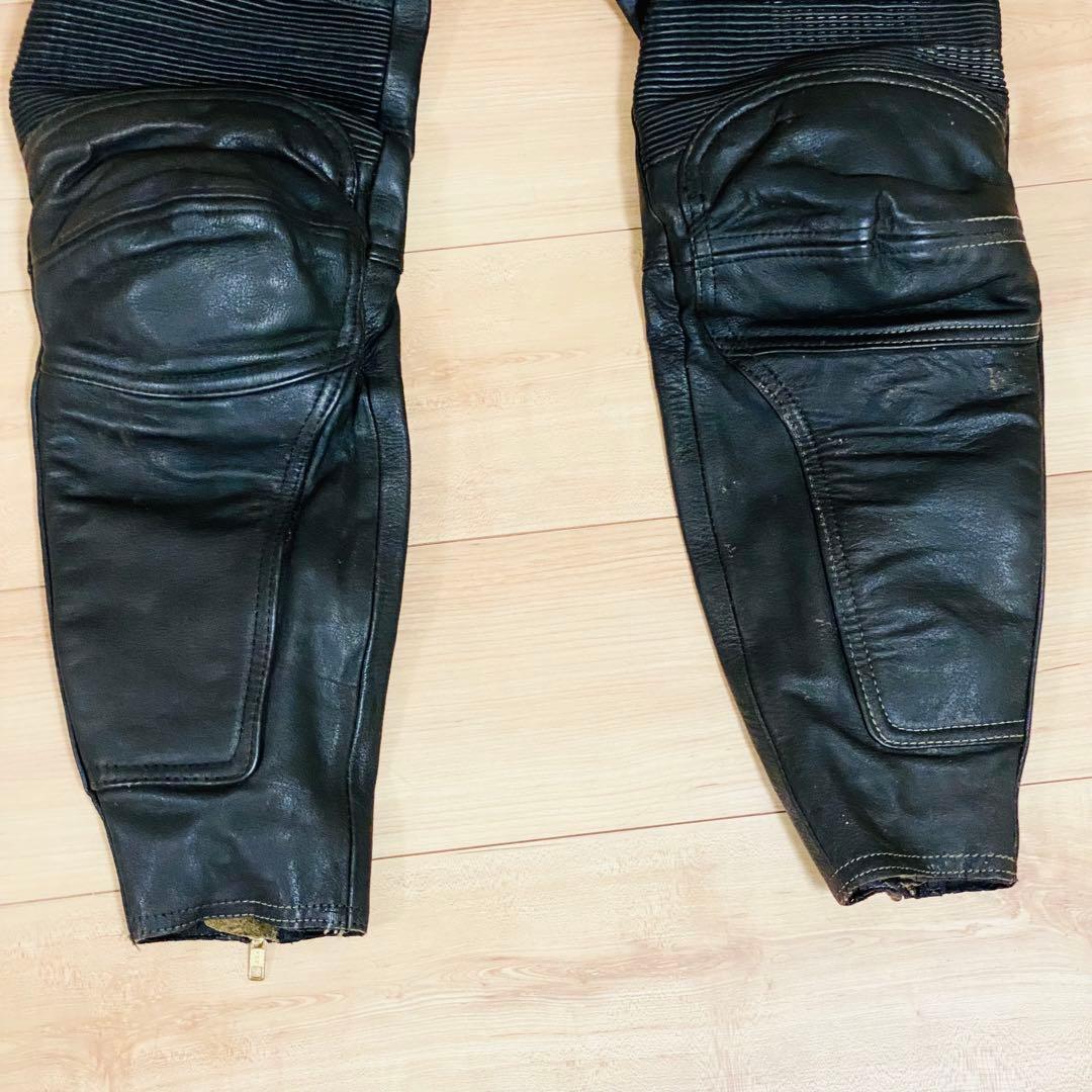 カドヤ レザーパンツ Mサイズ 内側メッシュ ニーパッド付き バイク