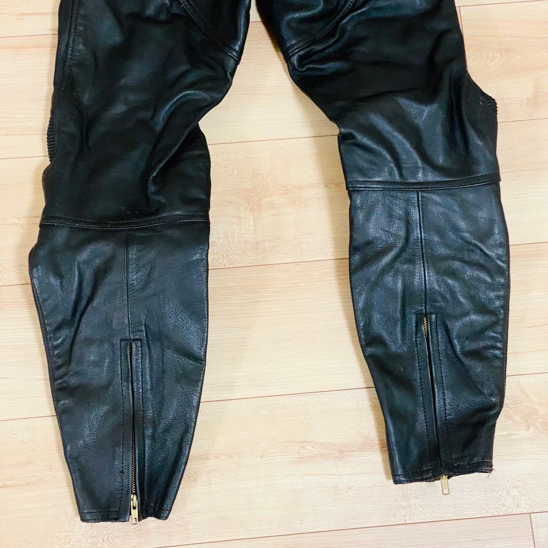 カドヤ レザーパンツ Mサイズ 内側メッシュ ニーパッド付き バイク