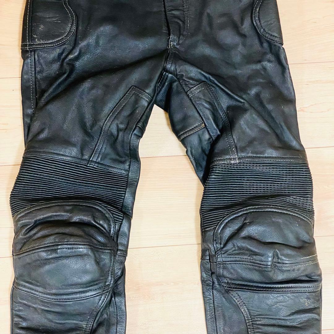 カドヤ レザーパンツ Mサイズ 内側メッシュ ニーパッド付き バイク