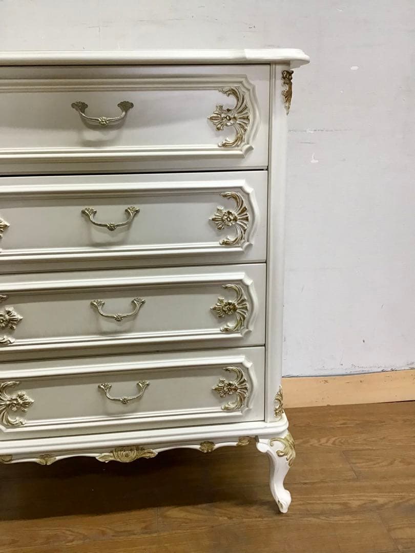 ブランチ☆管146☆イタリア製☆ロココ調☆姫系☆白家具☆4段チェスト