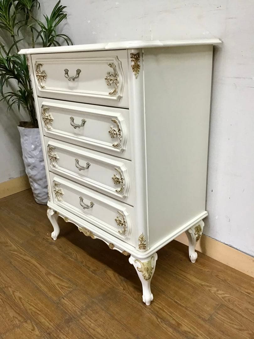 ブランチ☆管146☆イタリア製☆ロココ調☆姫系☆白家具☆4段チェスト