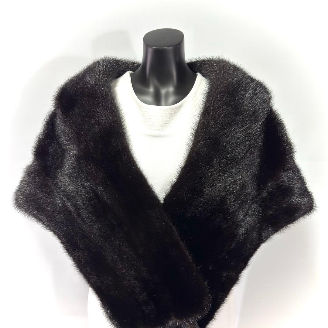 【高級】SAGA MINK サガミンク Black ショール ミンクテール 大判