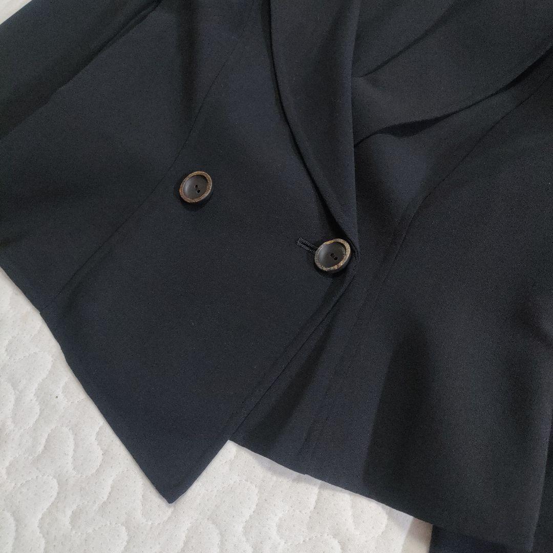 美品✨FOXEY　ショールカラーダブルジャケット　黒　ウッドボタン　38