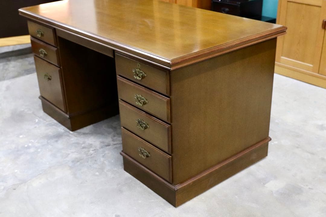 GMIK451○karimoku / カリモク コロニアル 両袖机 書斎机 学習