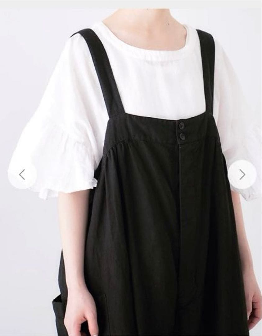 ⭐️完売色⭐️ nest Robe ネストローブ ブラックリネン ワイドサロペット