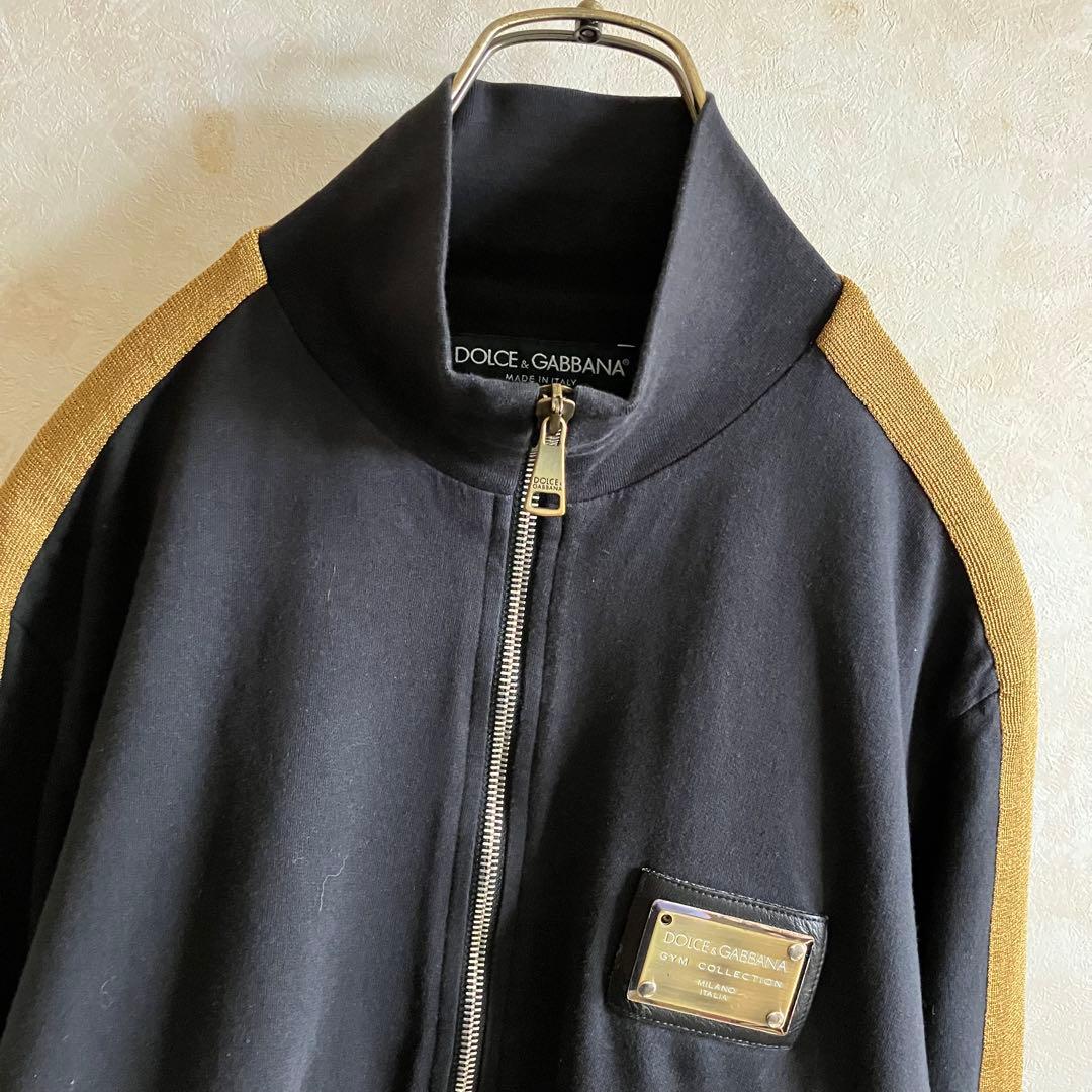 古着 イタリア製 ドルチェアンドガッバーナ ジップスウェットジャージ 黒ブラウン