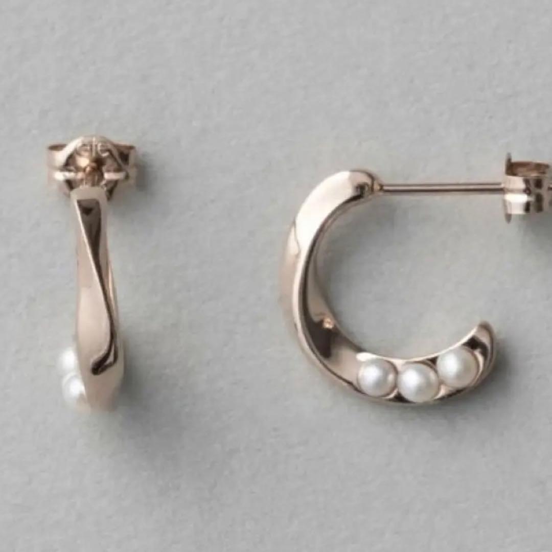 ete パール ツイスト フープ ピアス