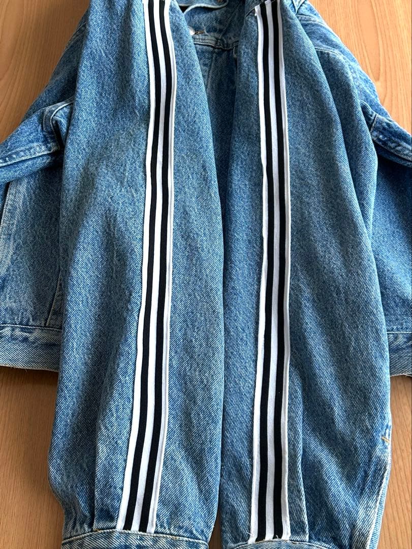希少　イタリア製　RIFLE ストライプラインスリーブ　デニムジャケット　L