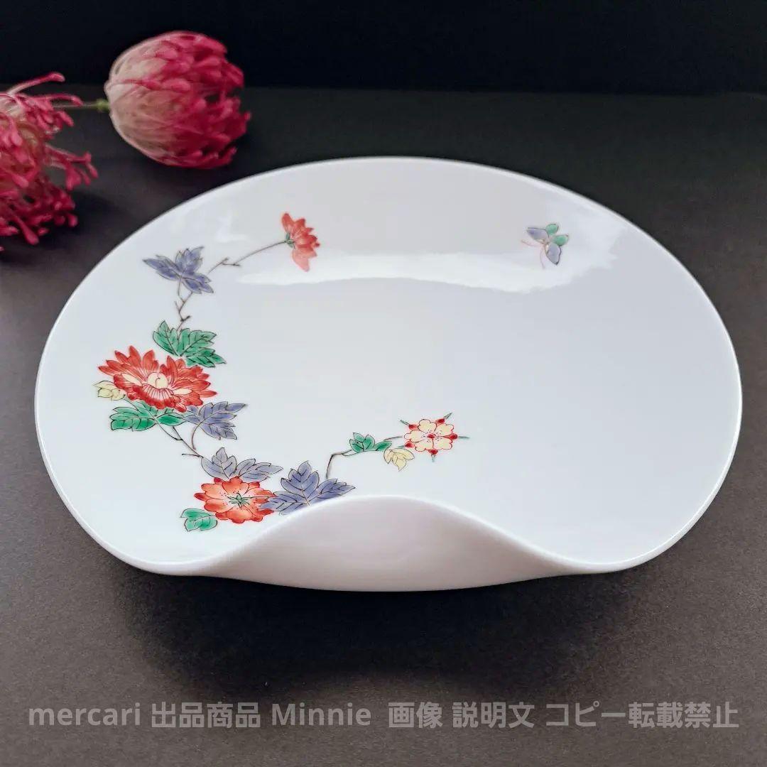 有田焼★高麗庵 清六窯★人間国宝★中村清六『白磁色絵一方押皿』★未使用