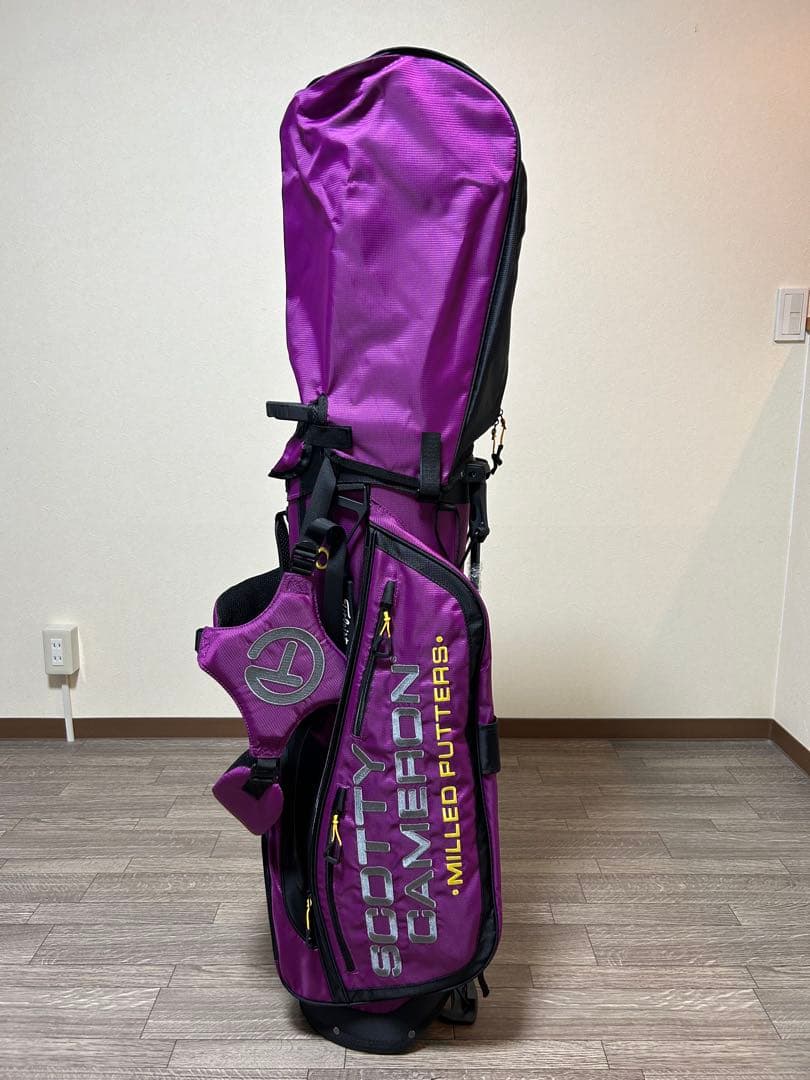 美しいパープルカラー！スタンド式キャディバック　パターカバープレゼント付