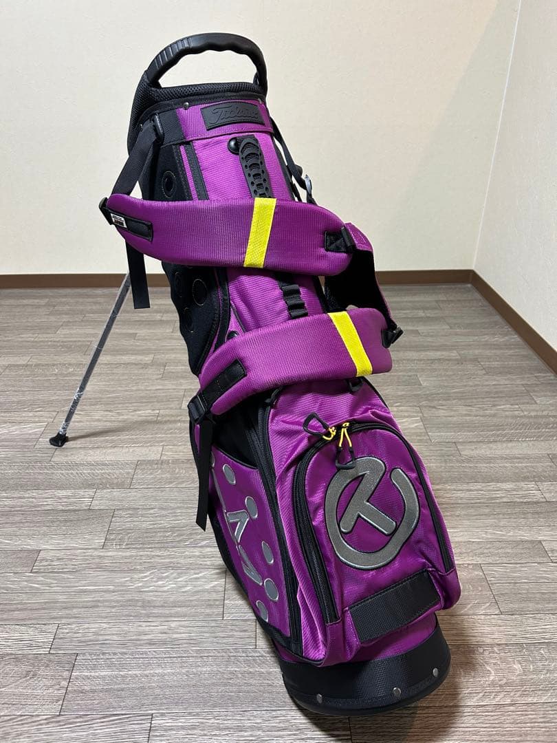 美しいパープルカラー！スタンド式キャディバック　パターカバープレゼント付