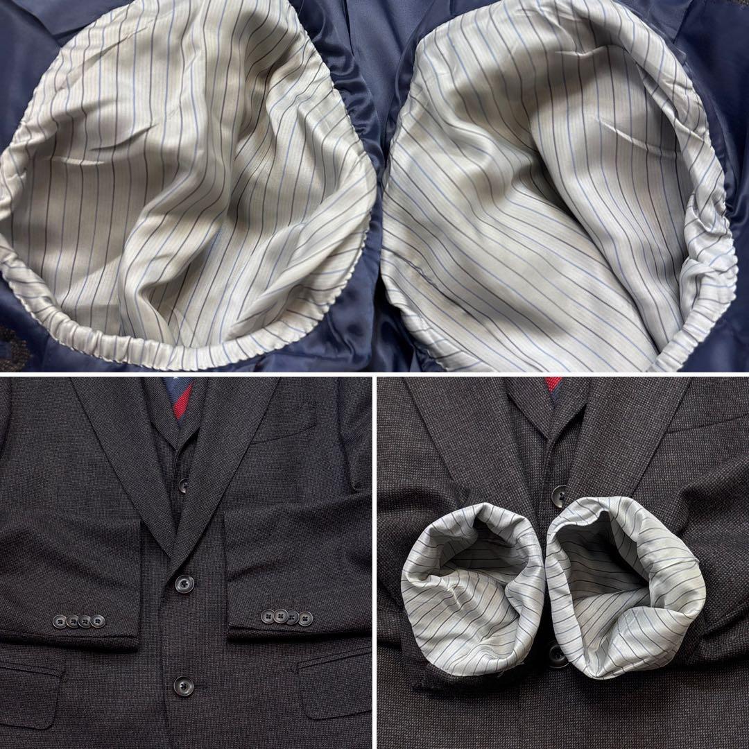 未使用級☆【アレキサンダージュリアン】フィンテス生地　3ピース　濃茶　AB4 M